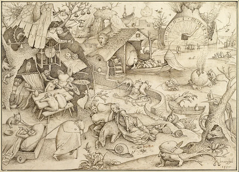 Medieval drawing representing sloth and disorder